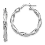 Sterling Silver 925 Twisted Hoop Earrings with Polished & Satin Finish