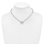 Sterling Silver RH-plated Polished Push Clasp Anchor Link Necklace