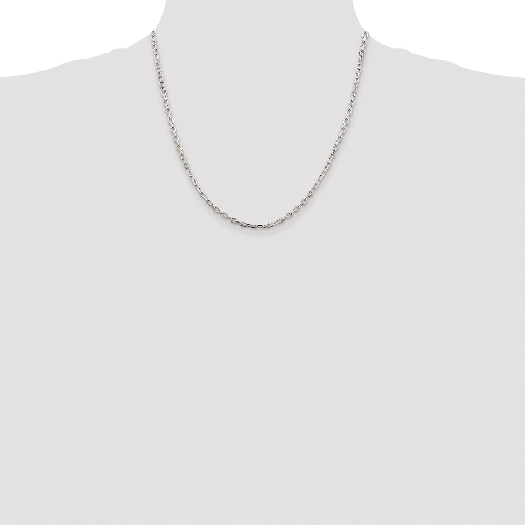Beveled Oval Cable Chain Necklace in Sterling Silver, 3.25mm