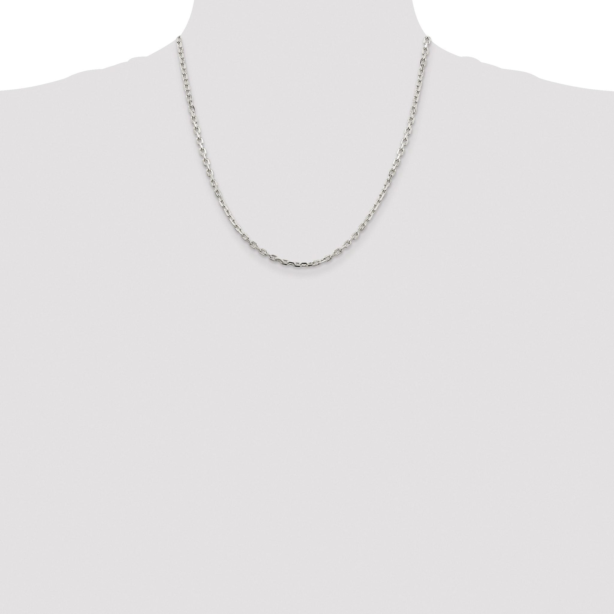 Beveled Oval Cable Chain Necklace in Sterling Silver, 3.25mm
