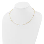 14K Polished/Textured/Dia-cut Beads w/ 2in ext. Necklace
