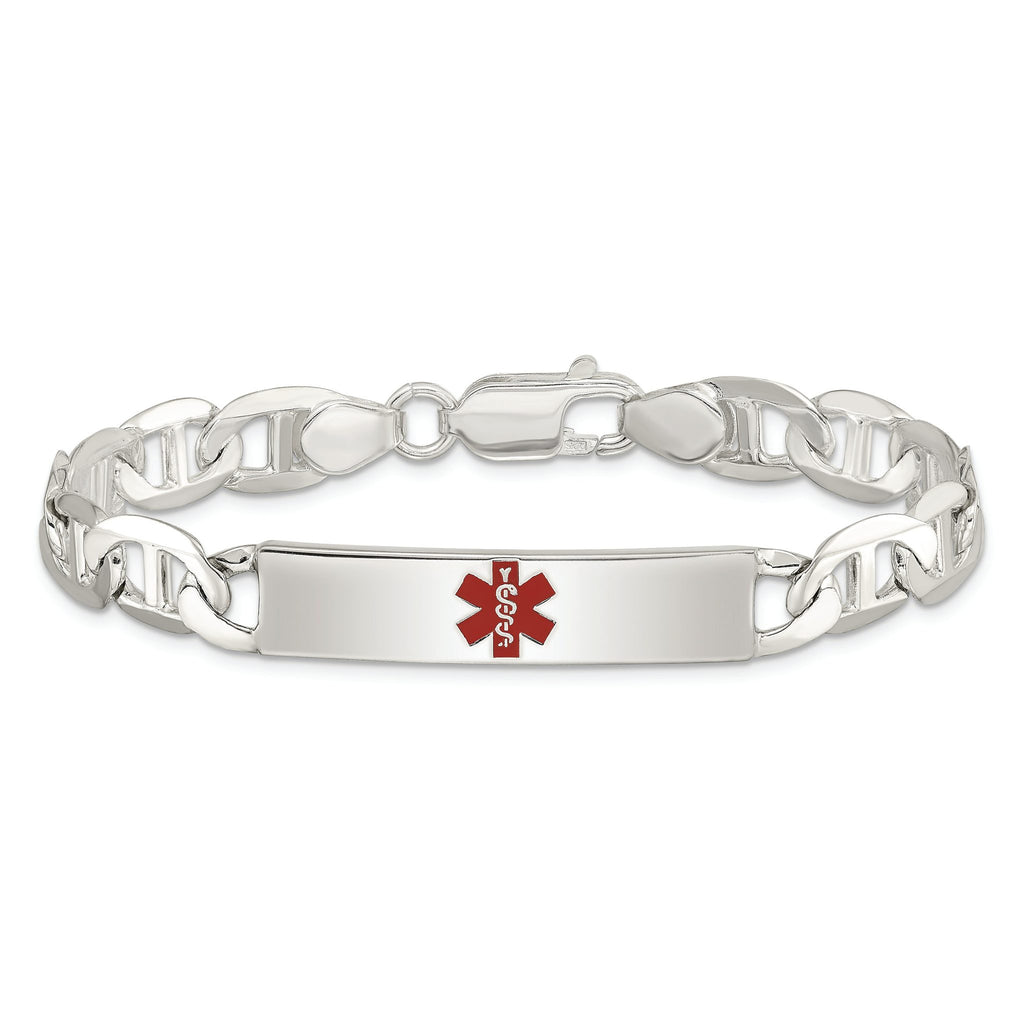 Sterling Silver Polished Medical Anchor Link ID Bracelet