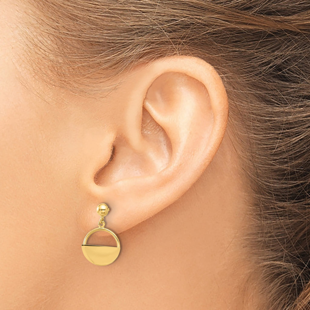14K Polished Contemporary Dangle Post Earrings