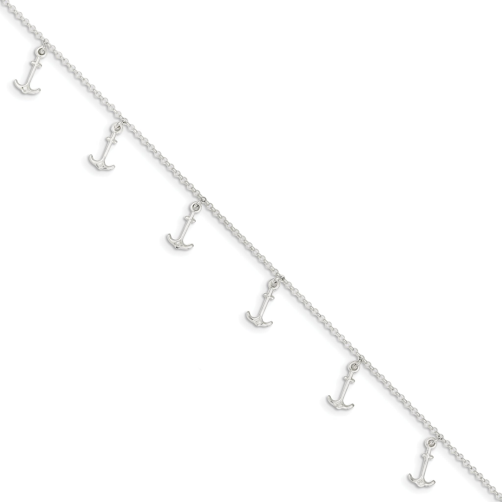 Sterling Silver Anchor Charms 9 inch Plus 1 inch Extender - Total 10 inch Anklet Main image