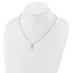 Cheryl M Sterling Silver Rose Gold-plated Polished CZ Latin CroSterling Silver Necklace