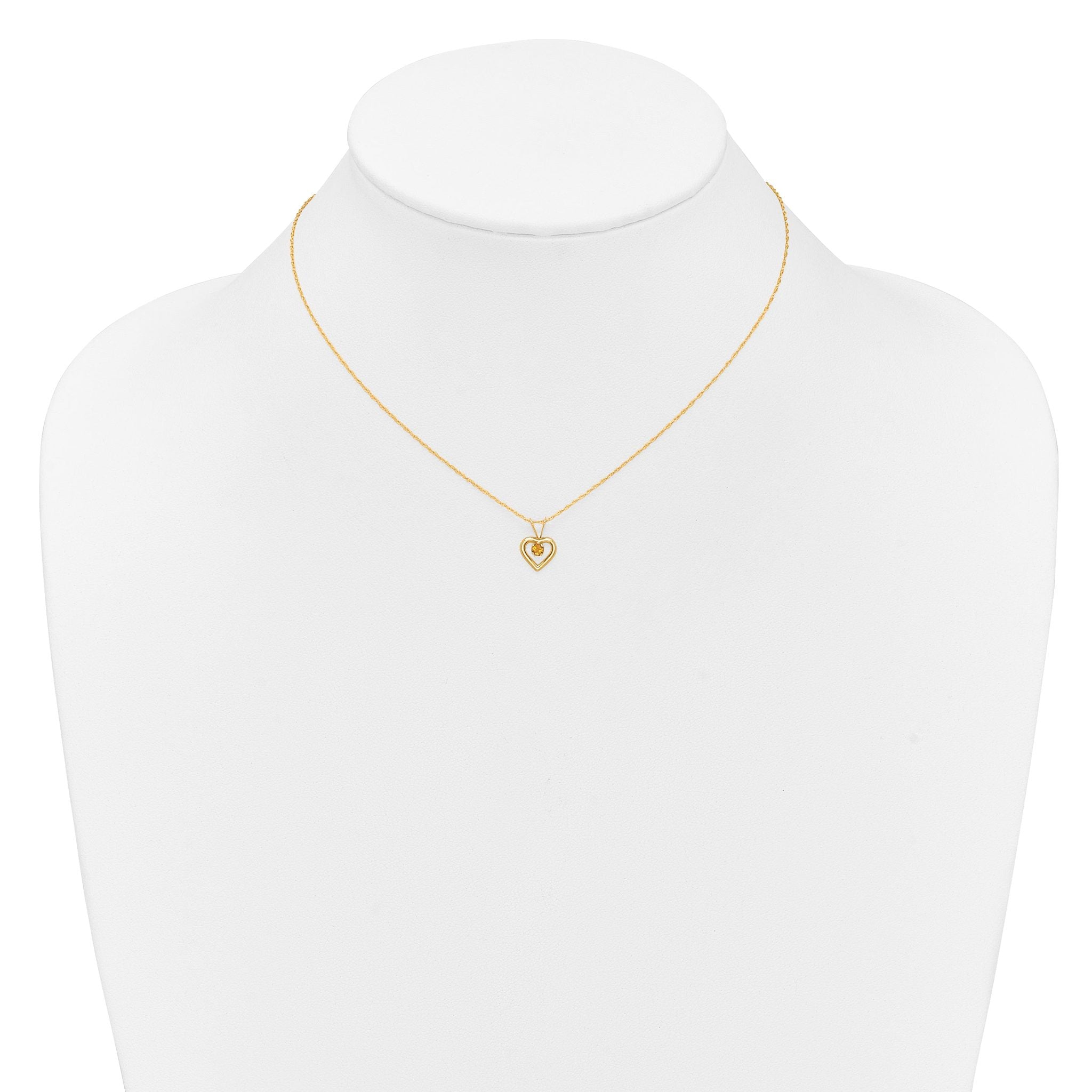 10k Madi K 3mm Citrine Heart Birthstone Necklace