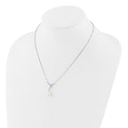 Sterling Silver Rhodium-plated 7-9mm White Teardrop Freshwater Cultured Pearl and CZ 18 inch Necklace and Post Dangle Earrings Set