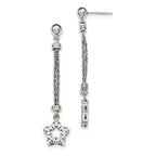 Sterling Silver 925 CZ Star Double Strand Dangle Earrings for Women