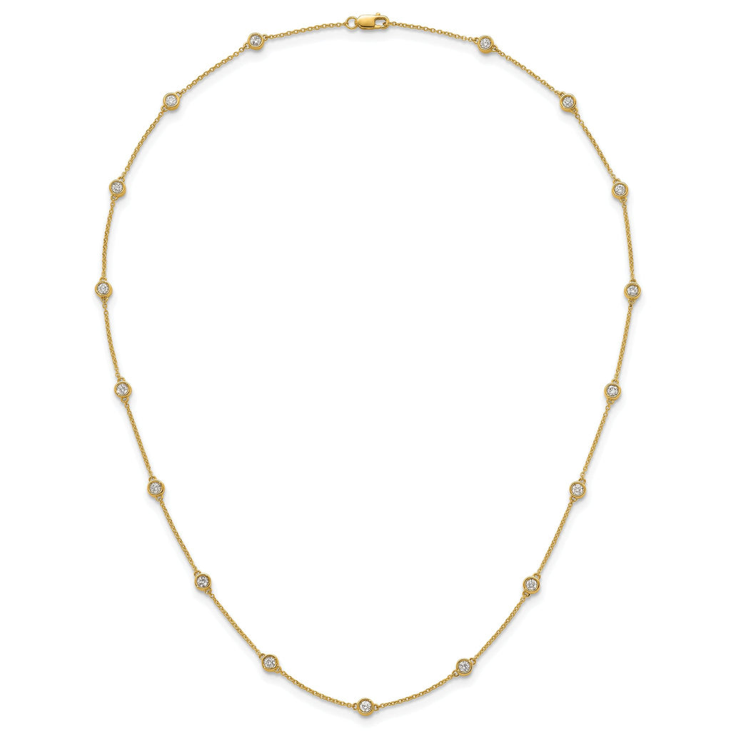 14k Complete 7/8 carat Bezel-set Diamond and Cable Chain 16-Station 16 inch Necklace