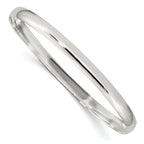 Sterling Silver 925 Polished Bangle Bracelet with Solid Slip-On Design