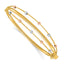 14k Tri-color Polished 3-Row Diamond-cut Beaded Hinged Oval Bangle Bracelet