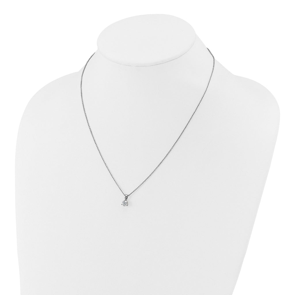 14k White Gold 7/8 carat Lab Grown Diamond VS/SI+ G+ Three Prong Complete 18 inch Solitare Pendant Necklace