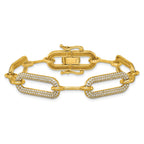 14K Polished Complete 3.25 carat Diamond Paperclip Link 7 inch Bracelet