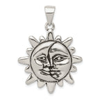 Men's Sterling Silver 925 Antiqued Sun & Moon Face Pendant