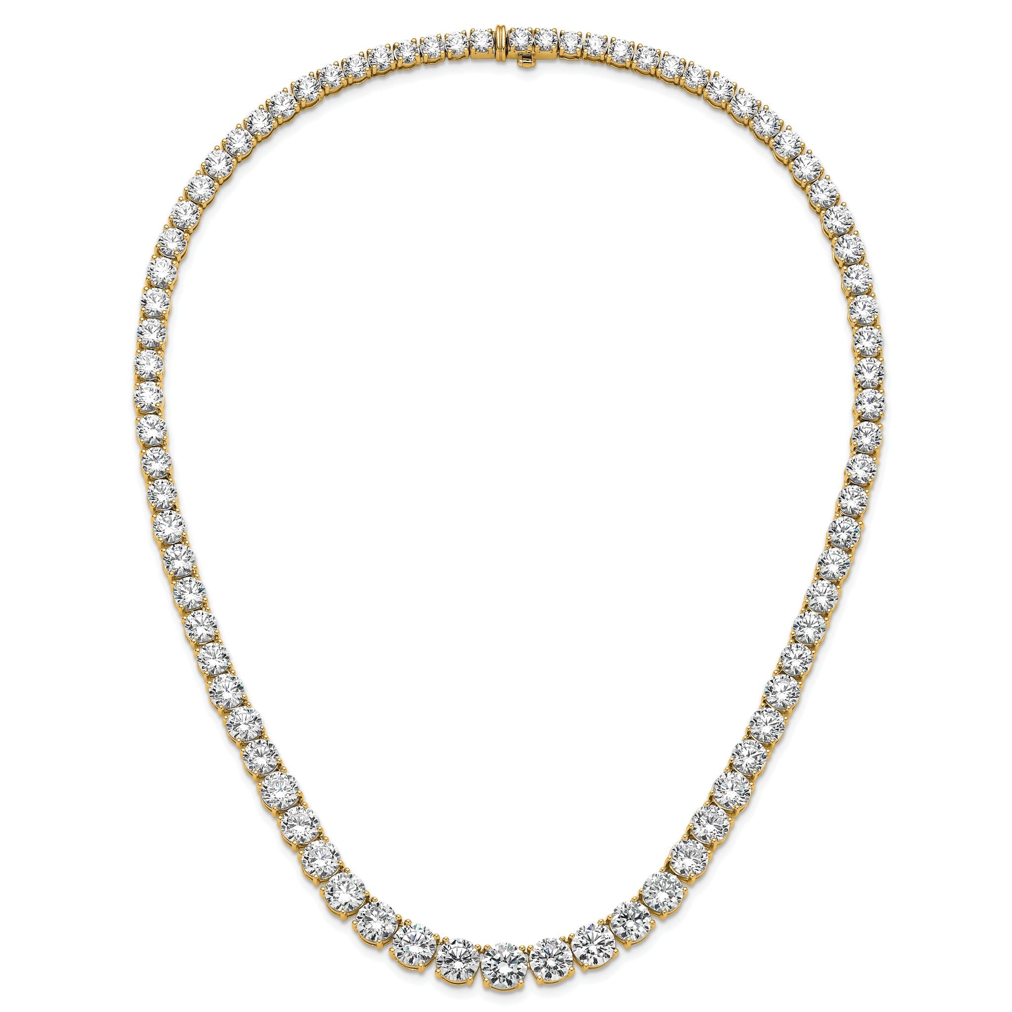 14k 72 3/8 carat Lab Grown Diamond VS+ F+ Complete Round 20 inch Graduated Tennis Necklace