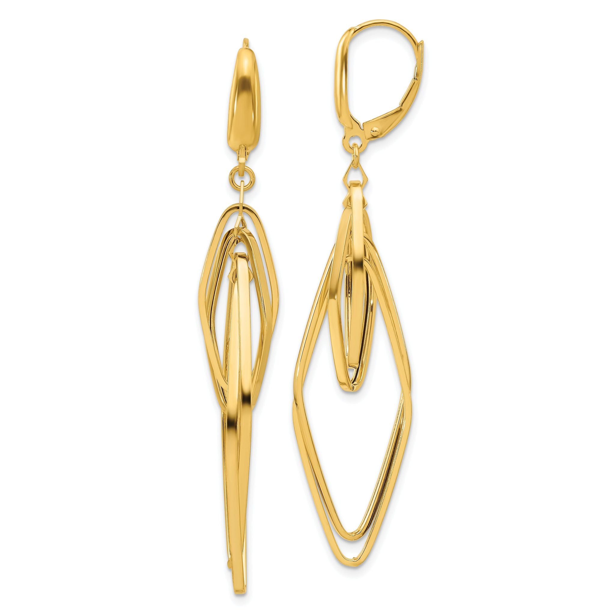 14K Polished Diamond Shaped Dangle Earrings Main image