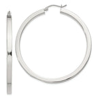 Sterling Silver 3x50mm Square Tube Hoop Earrings