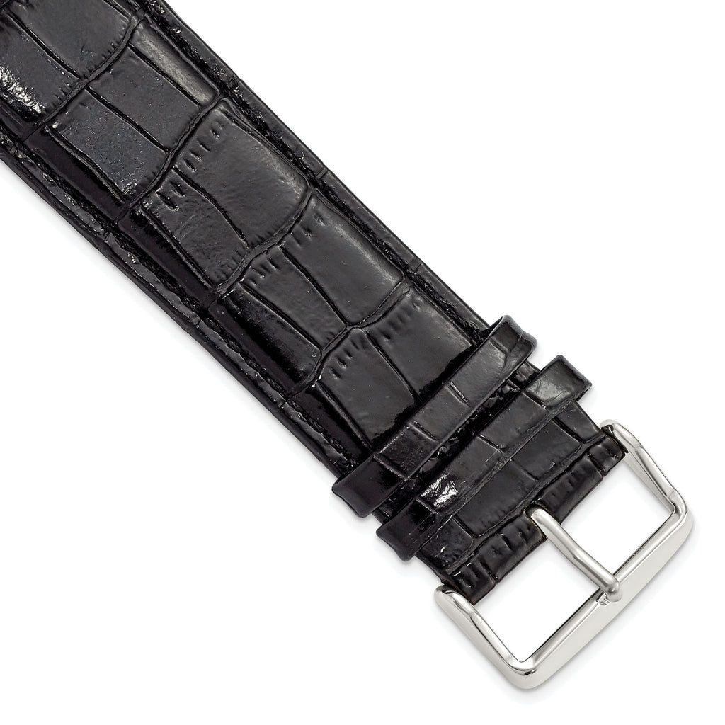 Crocodile Grain Leather Watch Band in Black, 18mm