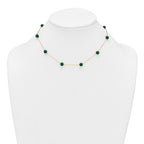 Sterling Silver Gold-Tone Polished Lab Created Malachite 16 Inch with 2 Inch Extension Necklace