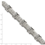 Stainless Steel Brushed Polished and Textured Link Bracelet for Men