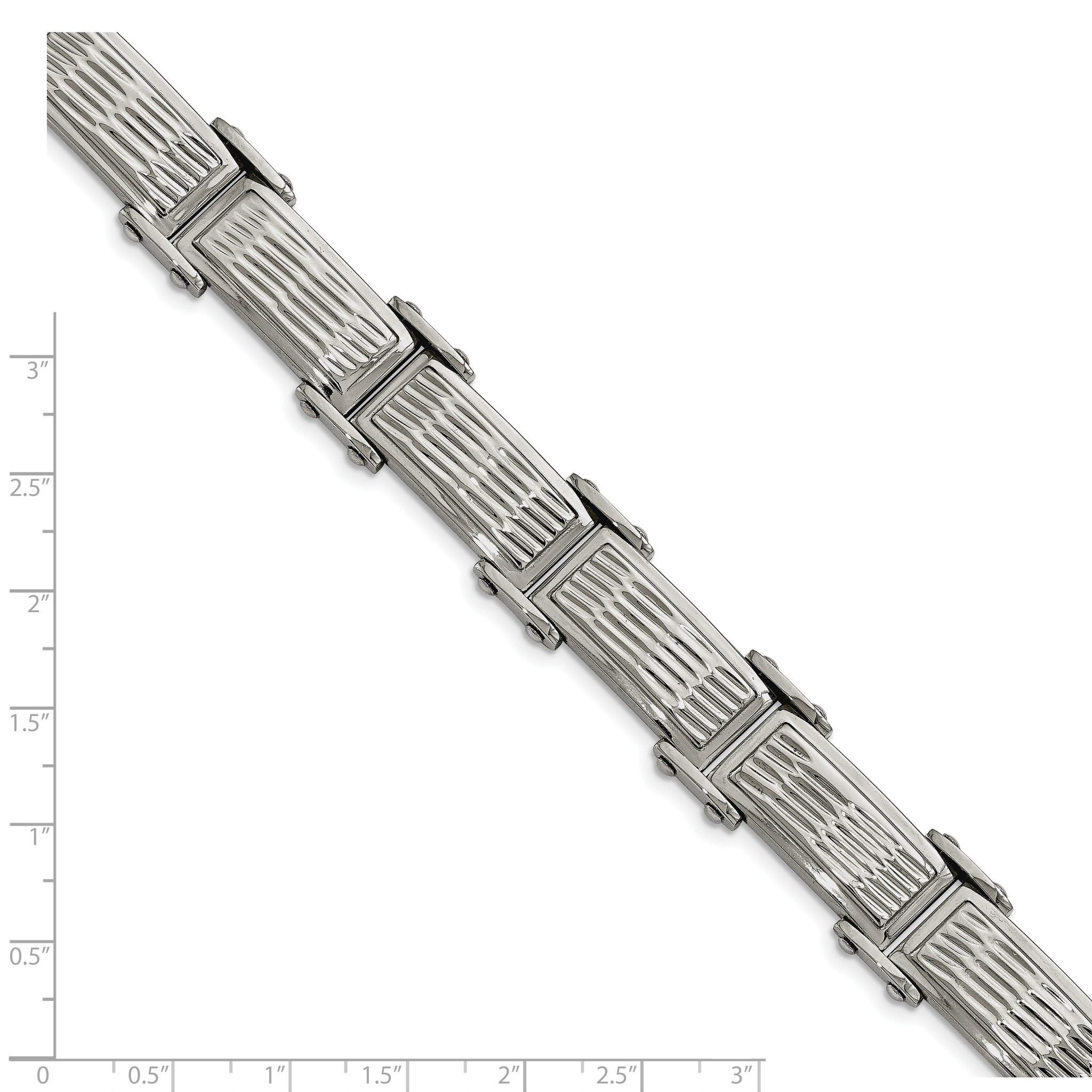 Stainless Steel Brushed Polished and Textured Link Bracelet for Men
