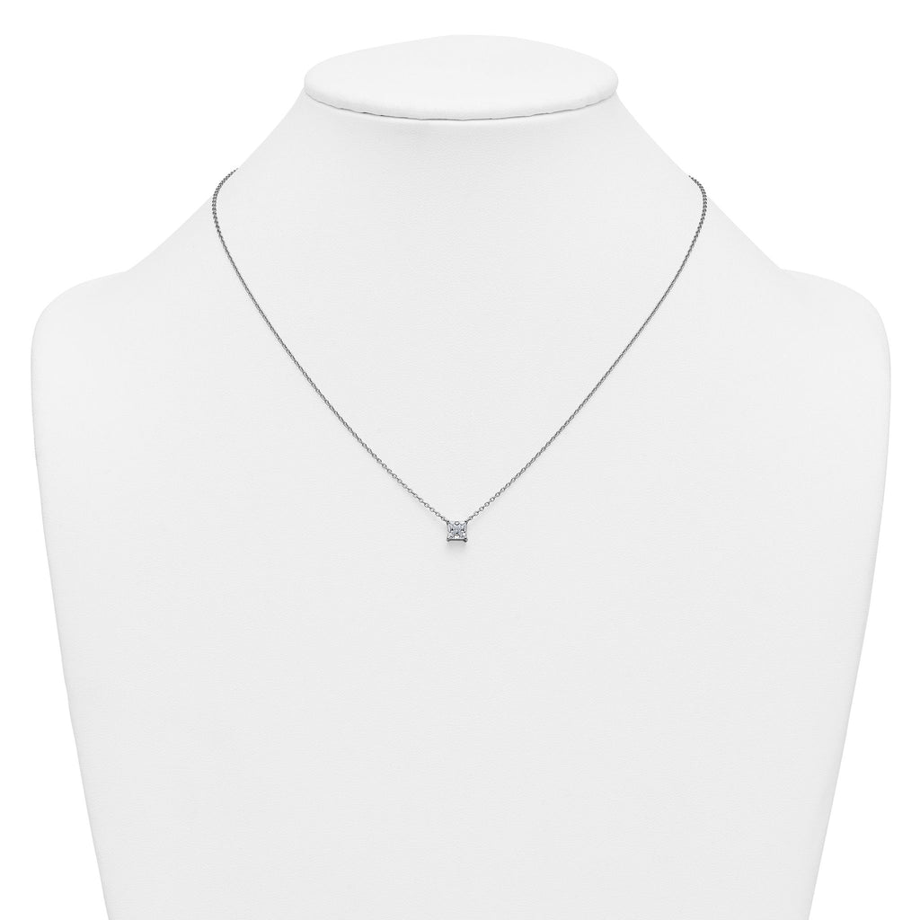 14k White Gold 3/4 carat Lab Grown Diamond VS+ F+ Princess Complete Bezel Set Chain Slide Pendant