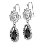 Stainless Steel Polished Teardrop Black Onyx Drop Dangle Earrings for Women