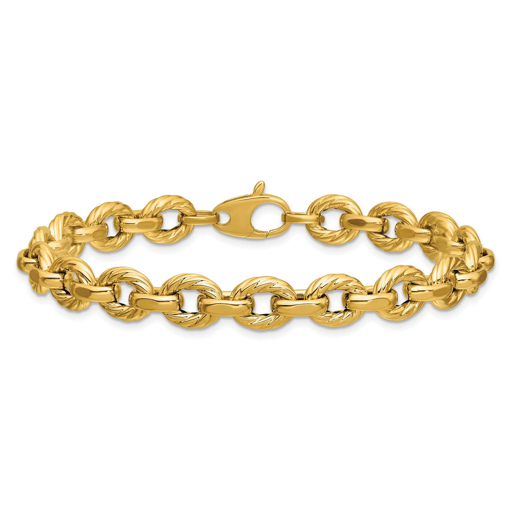 14K Polished and Twisted Fancy Link Bracelet