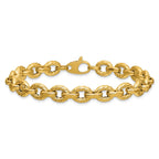 14K Polished and Twisted Fancy Link Bracelet
