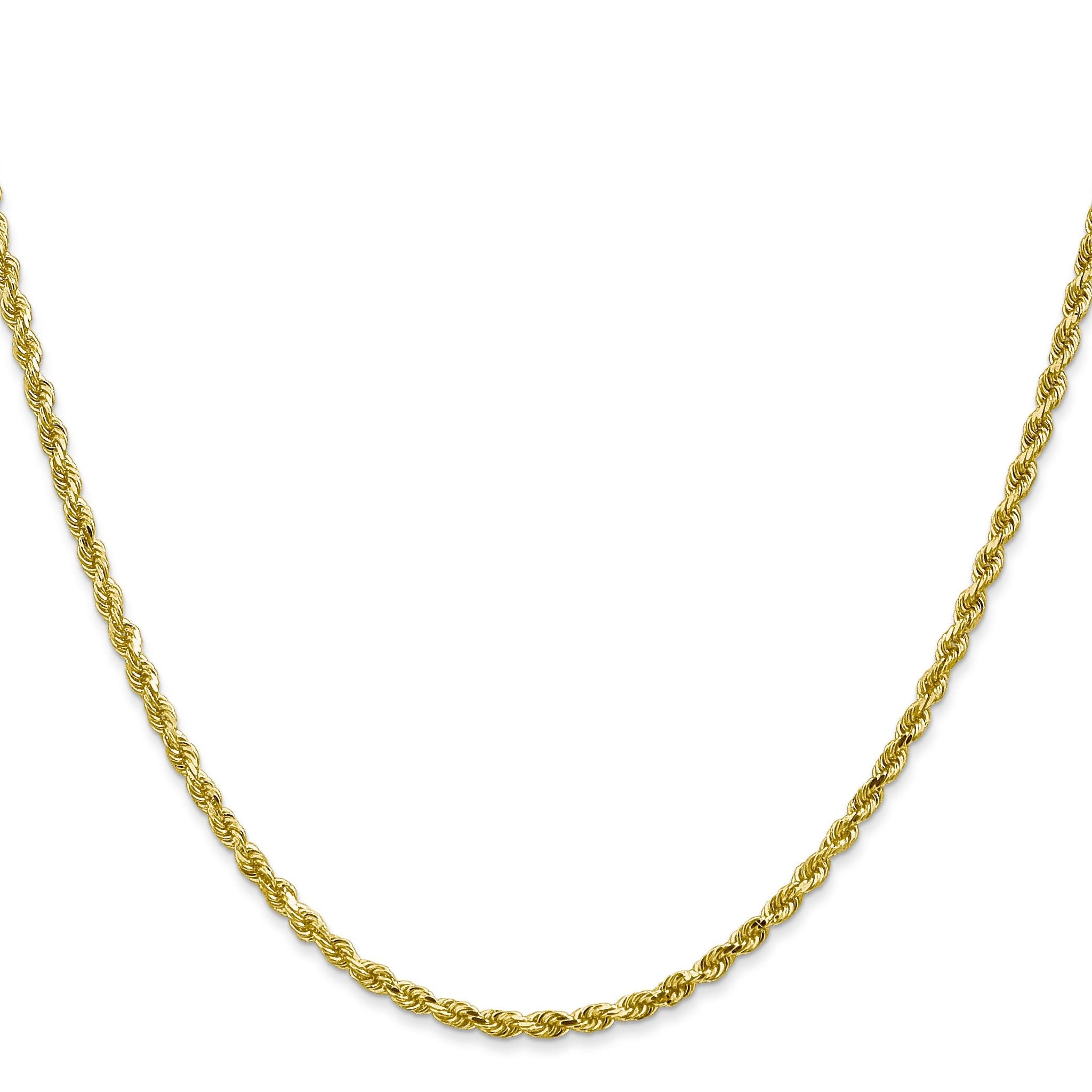 Diamond-Cut Rope Chain in 10K Yellow Gold, 2.25mm