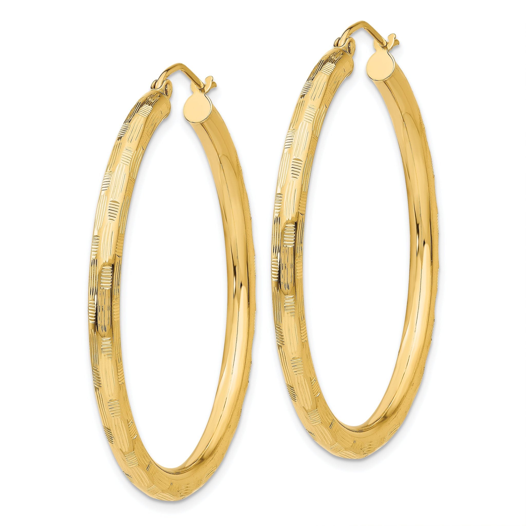14k Diamond-cut Hoop Earrings Secondary image