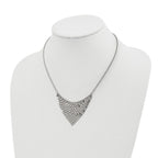 Polished Fancy Dangle Bib Necklace in Stainless Steel