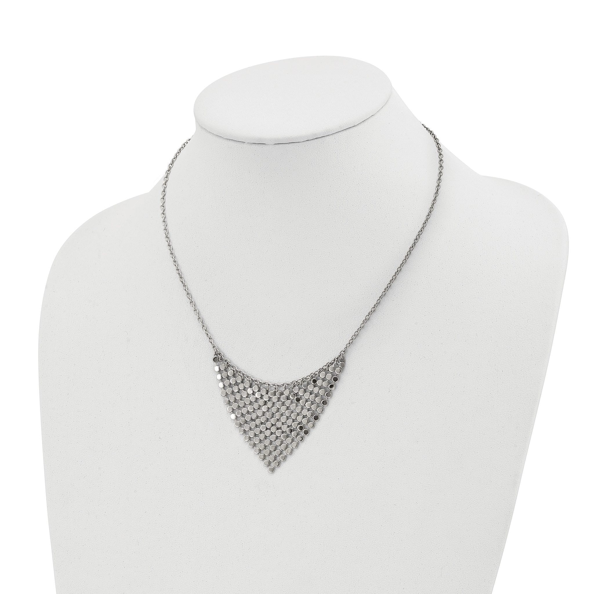 Polished Fancy Dangle Bib Necklace in Stainless Steel