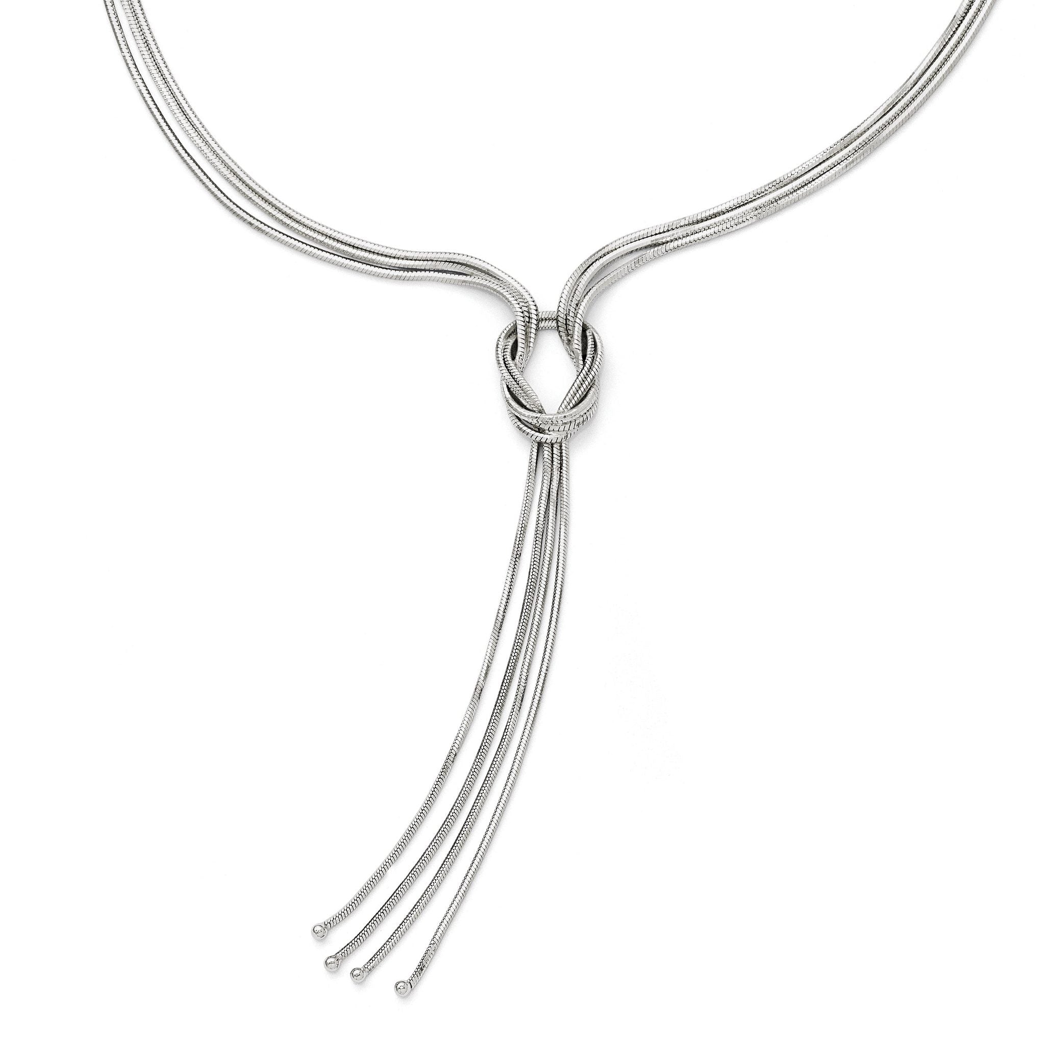 Sophia Jewelers Sterling Silver 18in Fancy Knot Necklace with Rhodium Polish Main image