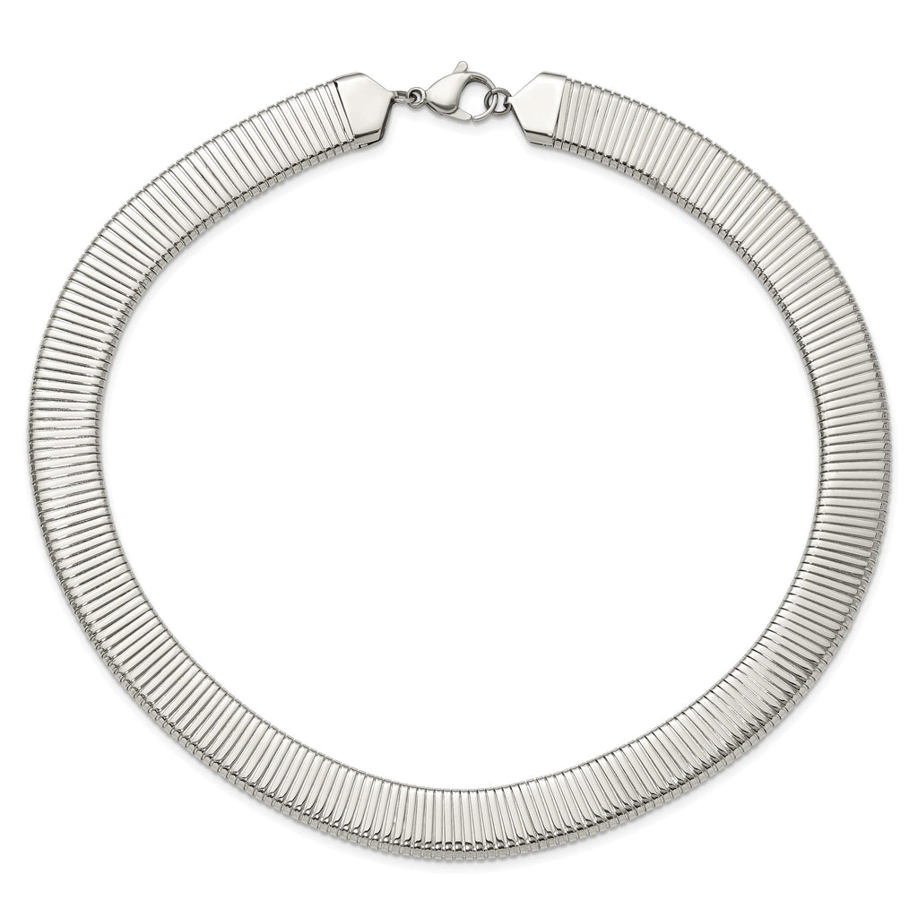 Chisel Stainless Steel Polished and Textured 18 inch Omega Necklace