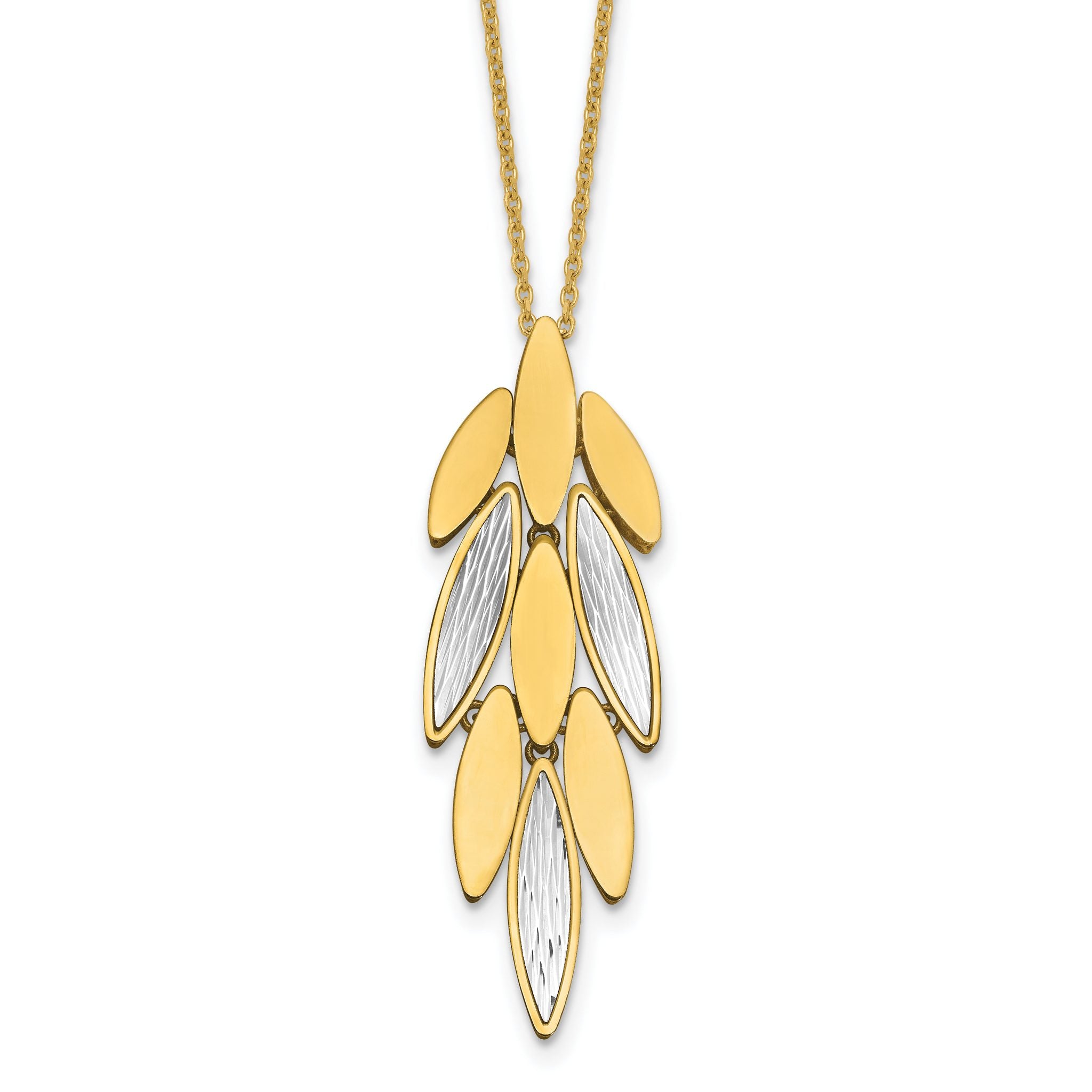 14K Two-tone Polished/Dia-cut Fancy w/1in ext. Necklace Main image
