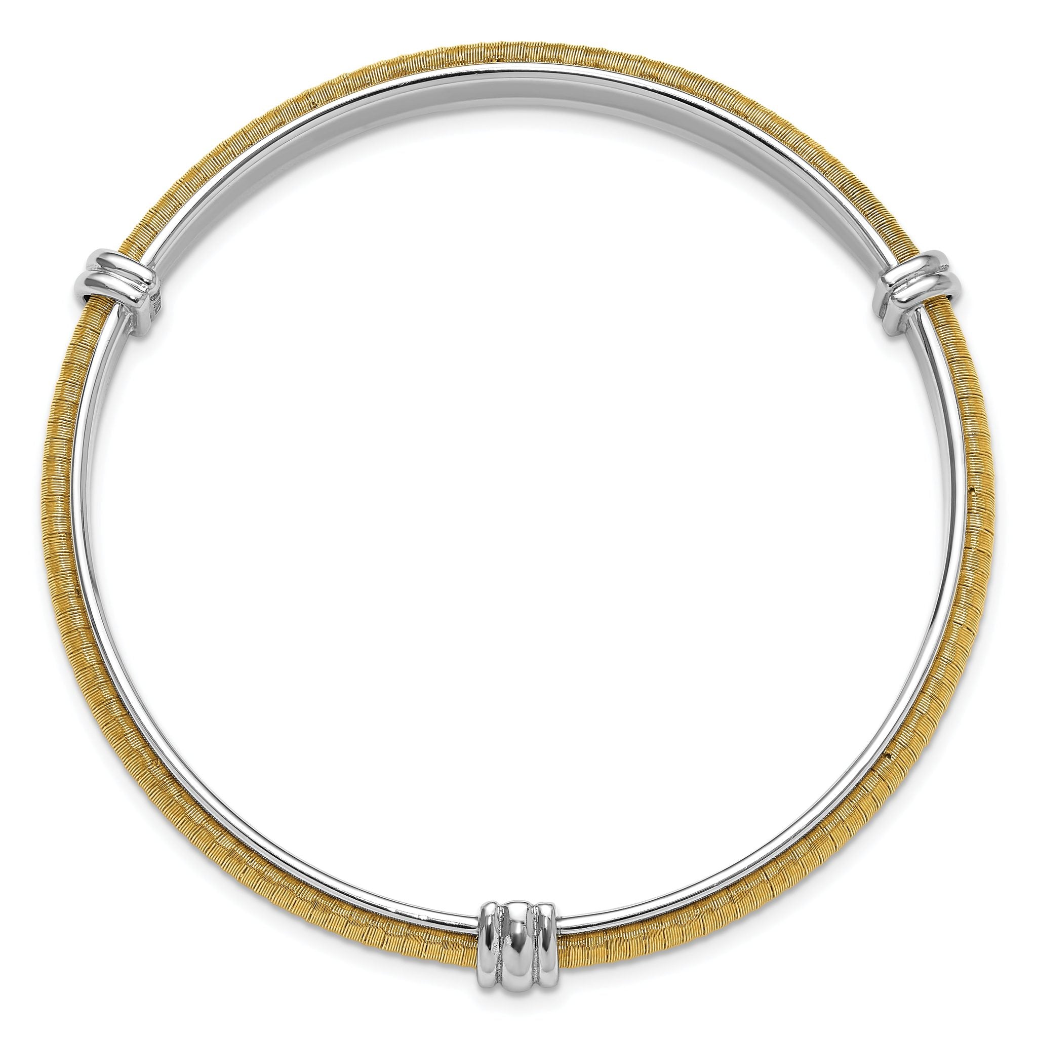 Sterling Silver Rh-plated and Gold-tone Textured Slip-on Bangle Bracelet Secondary image