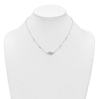 Sterling Silver Polished and Beaded Evil Eye 16.5 inch with 1 inch Extension Necklace