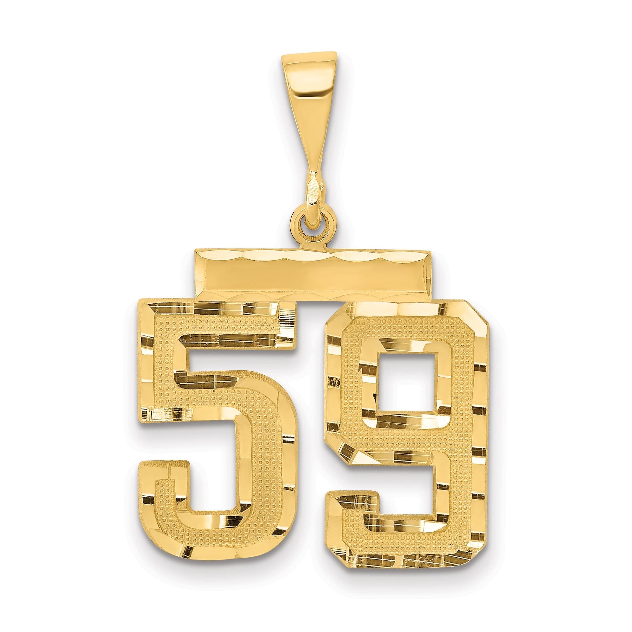 14K Gold Diamond-Cut Number 59 Charm in Polished Finish by Sophia