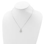 Sterling Silver Rhodium Created White Topaz & CZ Necklace