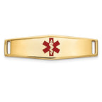 14K Gold Engravable Medical ID Bracelet with Red Enamel Unisex