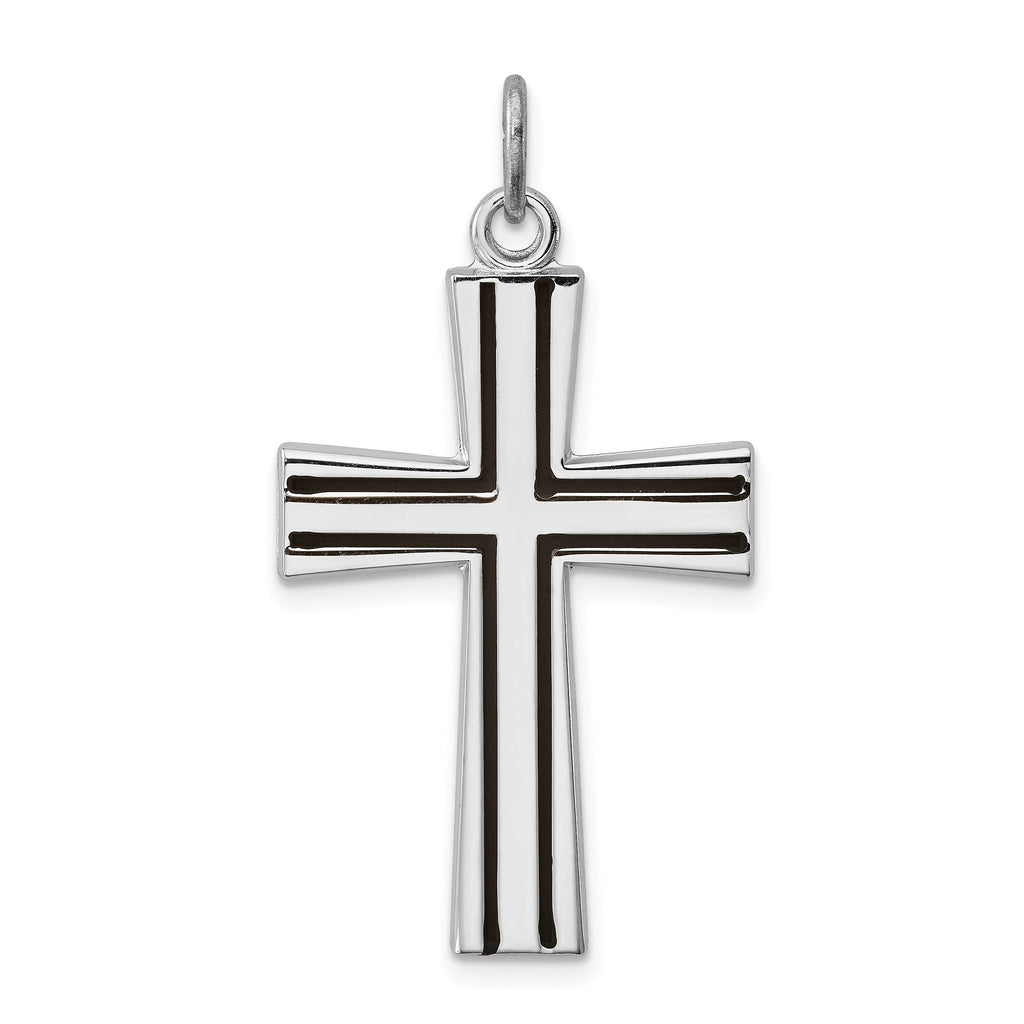 Sterling Silver 925 Rhodium-Plated Enameled Latin Cross Charm Polished Finish