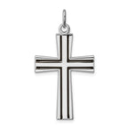 Sterling Silver 925 Rhodium-Plated Enameled Latin Cross Charm Polished Finish