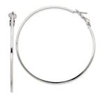 Sterling Silver RH-plated 1.5x60mm Omega Back Round Hoop Earrings