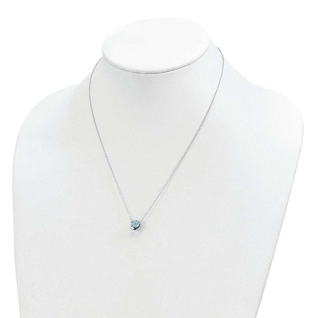 Sterling Silver Rhodium-plated Square Blue Topaz w/2 in ext. Necklace