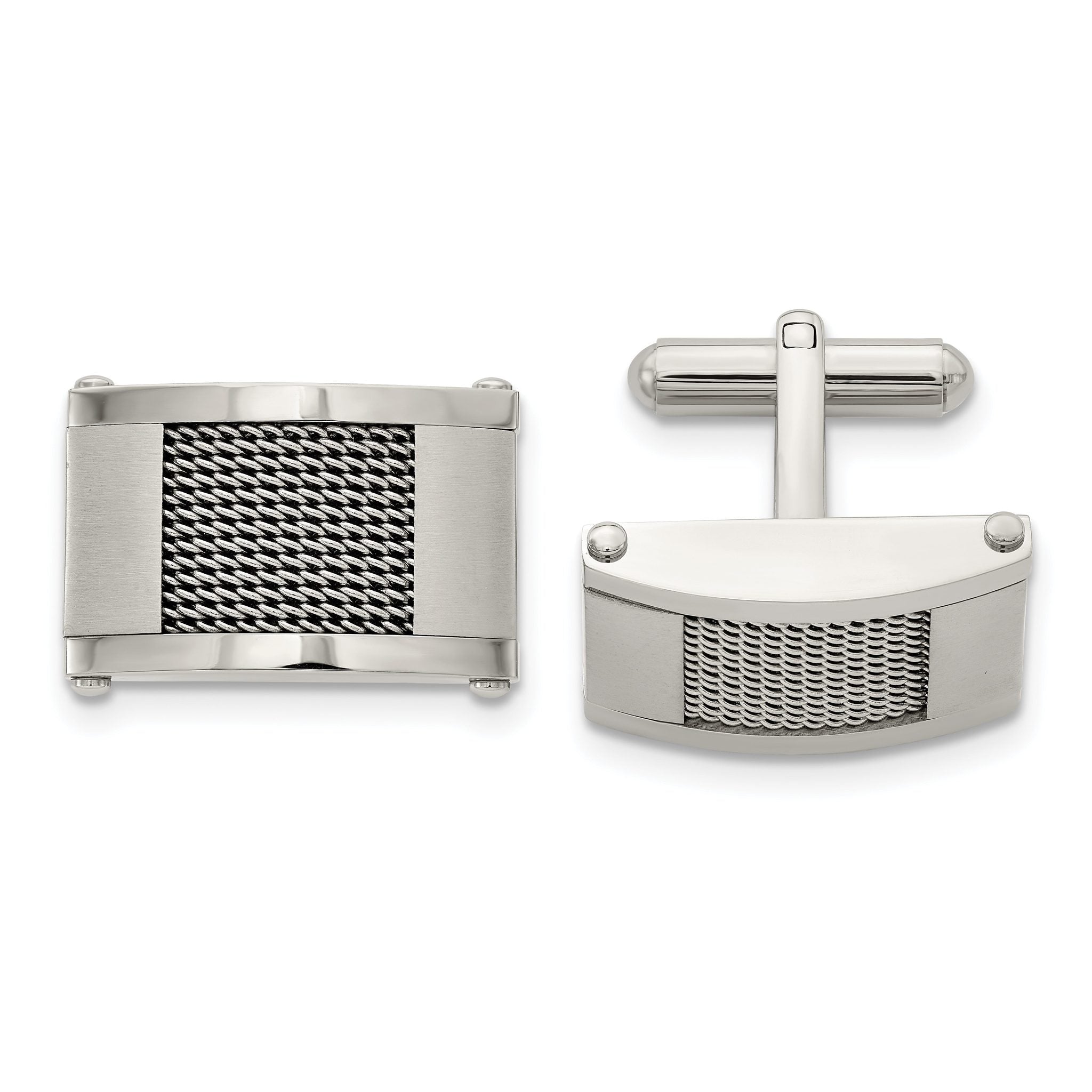 Stainless Steel Brushed & Polished Wire Inlay Cuff Links Main image