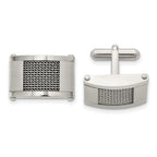 Stainless Steel Brushed & Polished Wire Inlay Cuff Links