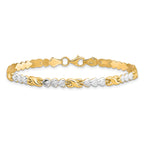 10K w/Rhodium D/C Infinity and Heart Bracelet