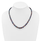 14k White Gold 4-10mm Graduated Black Near Round Freshwater Cultured Pearl 18 inch Necklace