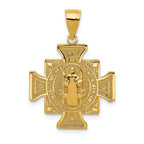14K Gold San Benito Reversible Cross Pendant  Polished & Textured
